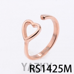 Heart rose gold stainless steel ladies's ring