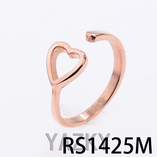 Corazón de oro rosa de acero inoxidable señoras anillo