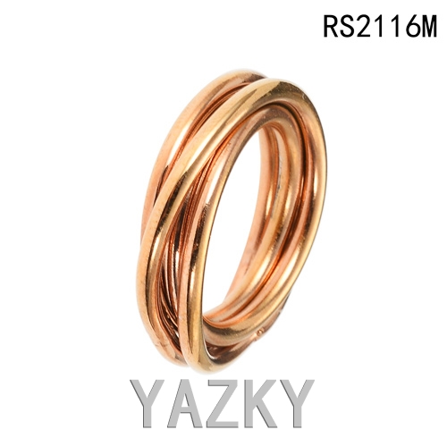 Braid oro plateado anillo de acero inoxidable