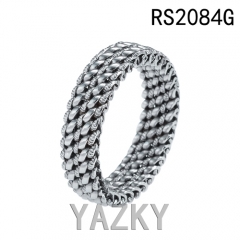 Double ring braid stainless steel ring