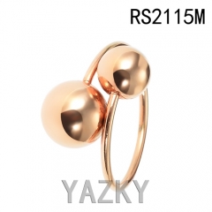 Double balls gold plated innovative ring