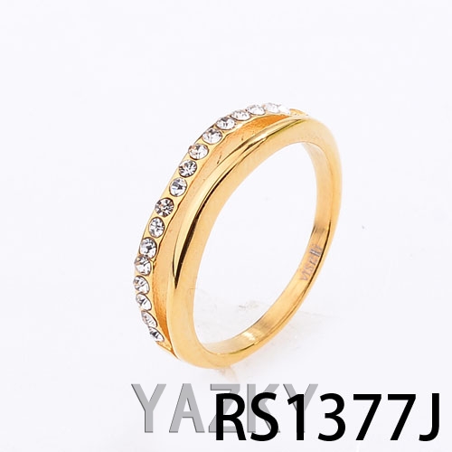 Shiny zircon setting gold plated ring