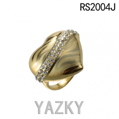 Heart shape gold plated shiny zircon ring