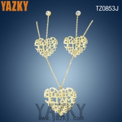 18K gold plated letter heart shape new design necklace earring jewelry set