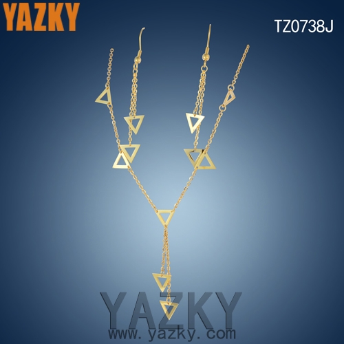 18K gold plated triangle stainless steel jewerly set in stock