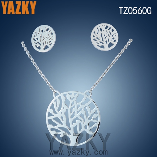 New design life of tree necklace earring jewelry set in stainless steel jewelry set