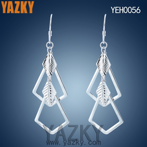 S925 silver earring square and leaf silver earring without stone