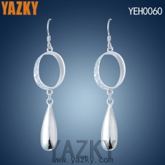 S925 silver earring solid round shape earring with water drop