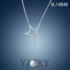 Stainless steel necklace with star and pearl pendant