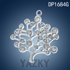 Stainless steel tree with zircon stone pendant