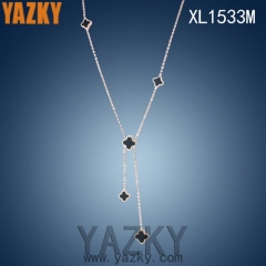 Stainless steel enamel clover shape  high polishing necklace
