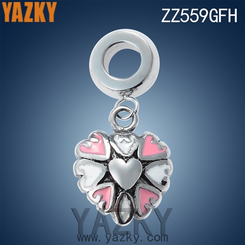 Heart shape stainless steel enamel charm for bracelet