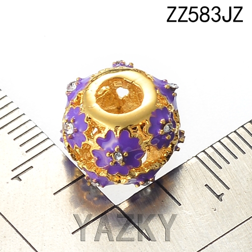 Flower enamel stainless steel 18K gold plating bead charm