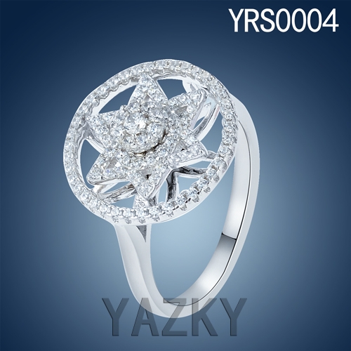 Newest designs 930 silver star shape fan style ring