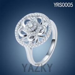 Newest designs 930 silver flower shape fan style ring