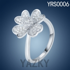 Newest designs 930 silver flower fan style ring