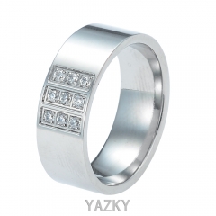 hot sale matte stainless steel ring with zircons wholesale jewelry