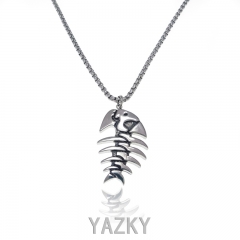 Stainless steel necklace with fish  pendant