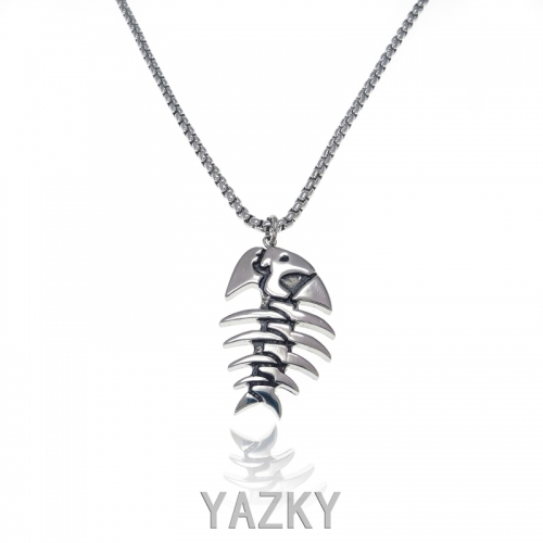 Stainless steel necklace with fish  pendant