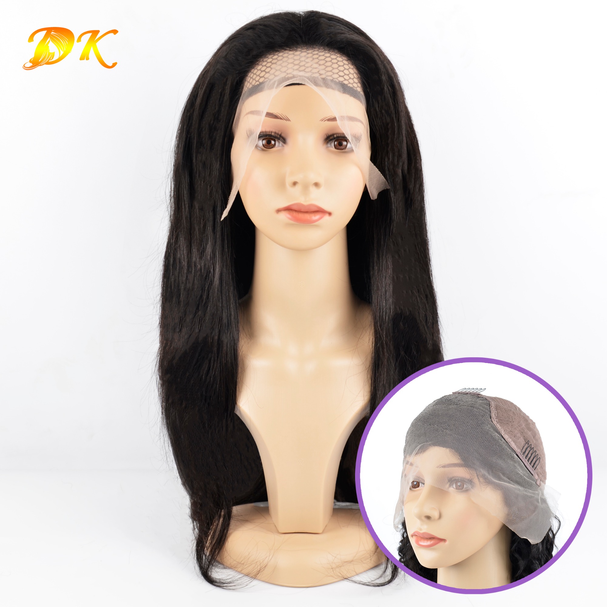 Straight Hair Half lace frontal Wig 100% human virgin hair