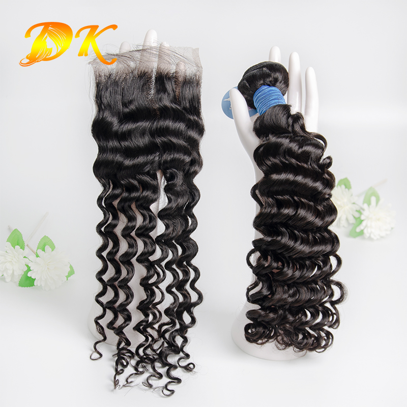 Deep Curly Bundle deals with Closure 4x4 5x5 6x6 Deluxe Virgin Hair