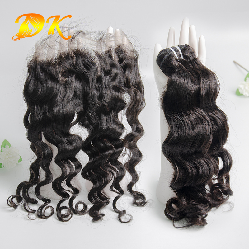 Indian Wavy 2/3/4 Bundles with Frontal 13x4 13x6 Deluxe Virgin Hair