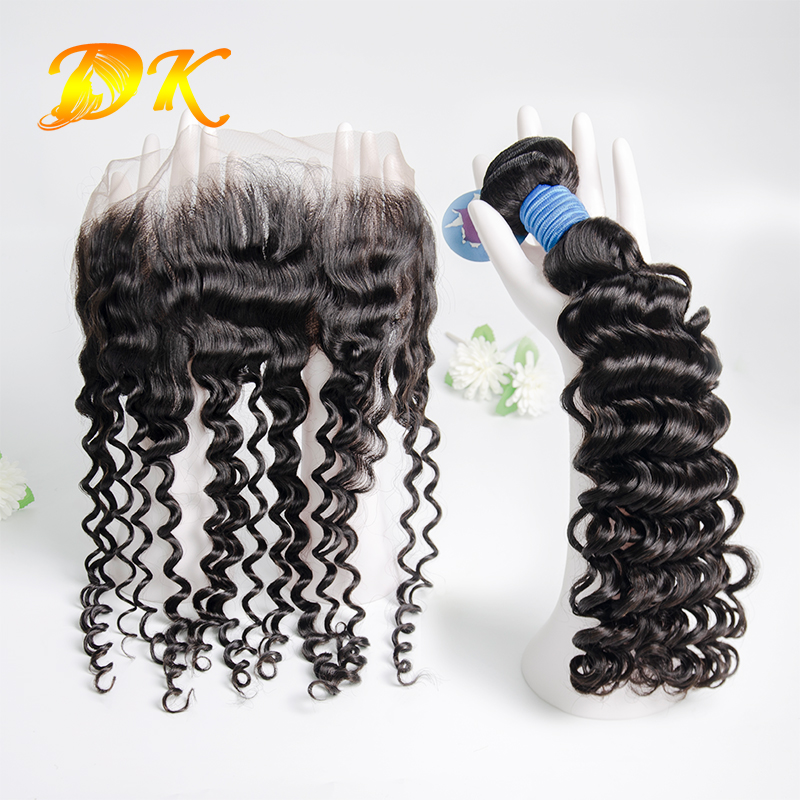 Deep Wave Hair Bundles & 13x4 13x6 Transparent HD Lace Frontal Deluxe Virgin Human Hair