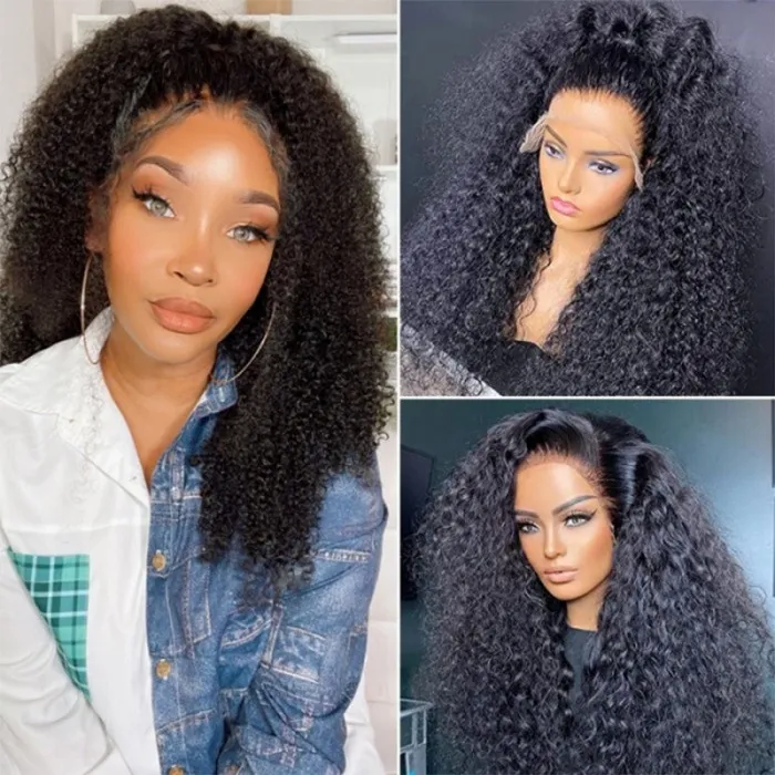 Afro Kinky Curly Transparent HD 13x4 13x6 Lace Frontal Wig 100% Plus Virgin Hair