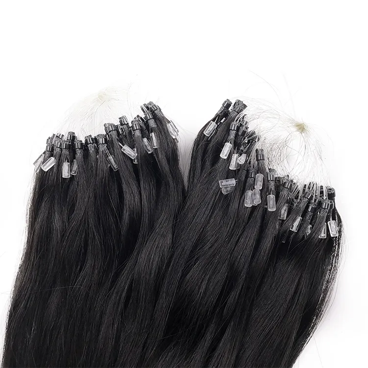 Curly Wavy Micro Beads Weft Extensions Kinky Straight Invisible Seamless Nano Micro Ring Human Hair Extensions