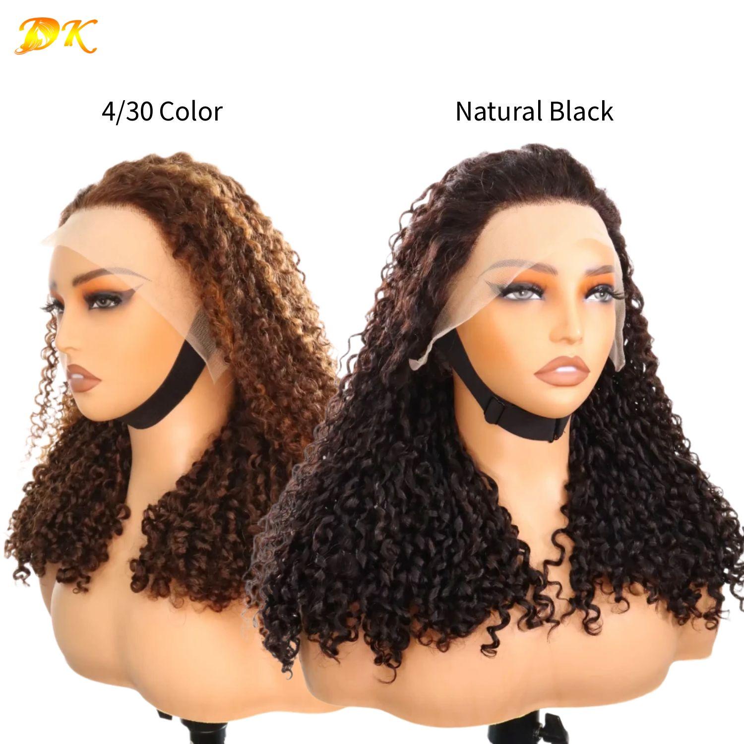 Virgin Hair SDD Pixie Curly 13x4 Transparent Lace Frontal Wig 250% Density 4/30# Natural Black Color