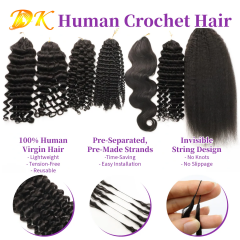 Miracle Knots Hair Crochet Hair Extensions Top Virgin Human Boho Braids Natural Hair 1B# Color 16-24 inches 100g/pack