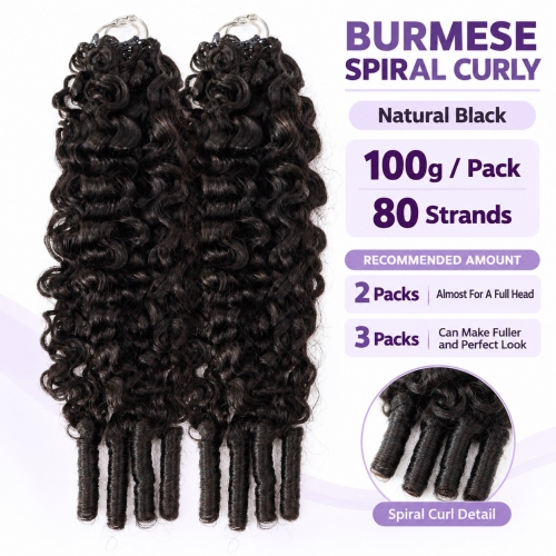 Burmese Spiral Curly Miracle Knots Hair Crochet Hair Extensions Top Virgin Boho Human Braiding Hair 1B# Color 16-24 inches 100g/pack Burmese Spiral Curly Miracle Knots Hair Crochet Hair Extensions Top Virgin Boho Human Braiding Hair 1B# Color 16-24 inches 100g/pack