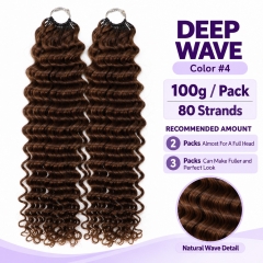 4# Chocolate Brown Deep Wave Miracle Knots Hair Crochet Hair Extensions Top Virgin Boho Human Braiding Hair