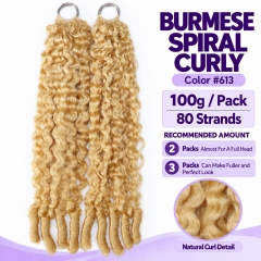 #613 Blonde Burmese Spiral Curly Crochet Human Hair Premium Plush Texture for Time-Saving Boho Braids