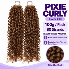 #30 Medium Auburn Color Virgin Human Hair with Bouncy, Defined Curls Pixie Curly Crochet Hair