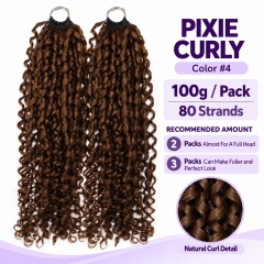 #4 Medium Brown Pixie Curly Miracle Knots Crochet Hair Pre-Separated Lightweight Full & Soft Messy Curly Human Hair Extensions Protective Style