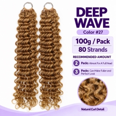 #27 Honey Blonde Color Deep Wave Virgin Human Hair Lightweight Crochet Hair for Comfortable Everyday Wear