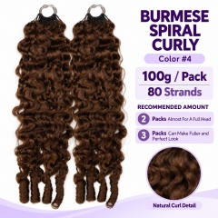 Burmese Spiral Curly Miracle Knots Hair Crochet Hair Extensions Top Virgin Boho Human Braiding Hair #4 Color
