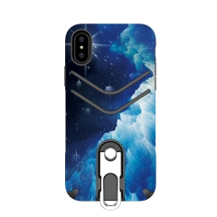 Saiboro newest TPU+PC Painting mobile phone case for iphone x with metal stand