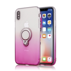 SAIBORO gradual change TPU shockproof Metallic paint 360 ring holder phone case for IPHONE X