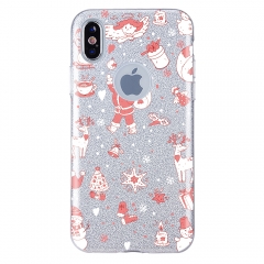 Saiboro 3 in 1 PC+TPU Glitter Paper Christmas deer Hybrid Phone Accessories Mobile Case For Iphone Xs