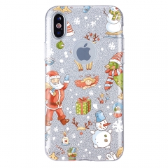 Saiboro 3 in 1 PC+TPU Glitter Paper Christmas deer Hybrid Phone Accessories Mobile Case For Iphone Xs
