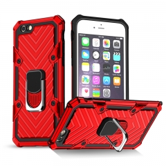 For IPhone 6/6s Hot Selling Military Grade Drop Protection 2 in 1 PC+TPU Hybrid Phone Case Cover with Ring Kickstand Holder, Magnetic car holder