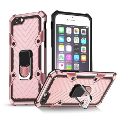 For IPhone 6/6s Hot Selling Military Grade Drop Protection 2 in 1 PC+TPU Hybrid Phone Case Cover with Ring Kickstand Holder, Magnetic car holder