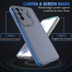folding bracket kickstand camera protection mobile cover transparent 2 in 1 phone case for samsung galaxy s21