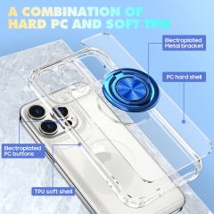 Luxury newest mobile back cover for iphone 14 13 12 kickstand clear cell phone case