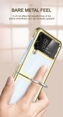 for samsung z flip 4 folding finger ring phone cover electroplated pc phone case