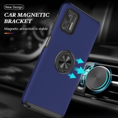 Car Holder Back Cover Frosted PC TPU Ring Stand Phone Case For Moto-G-Stylus-2021