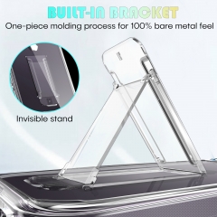 Anti-Yellow Clear Soft TPU Hard PC For iPhone 14 13 12 11 Pro Max Series With Kickstand And Camera Lens Protection Phone Case