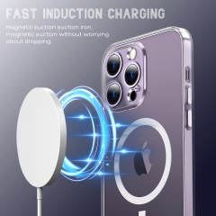 New trending transparent wireless charging phone case tpu magnetic phone case for iphone 12 13